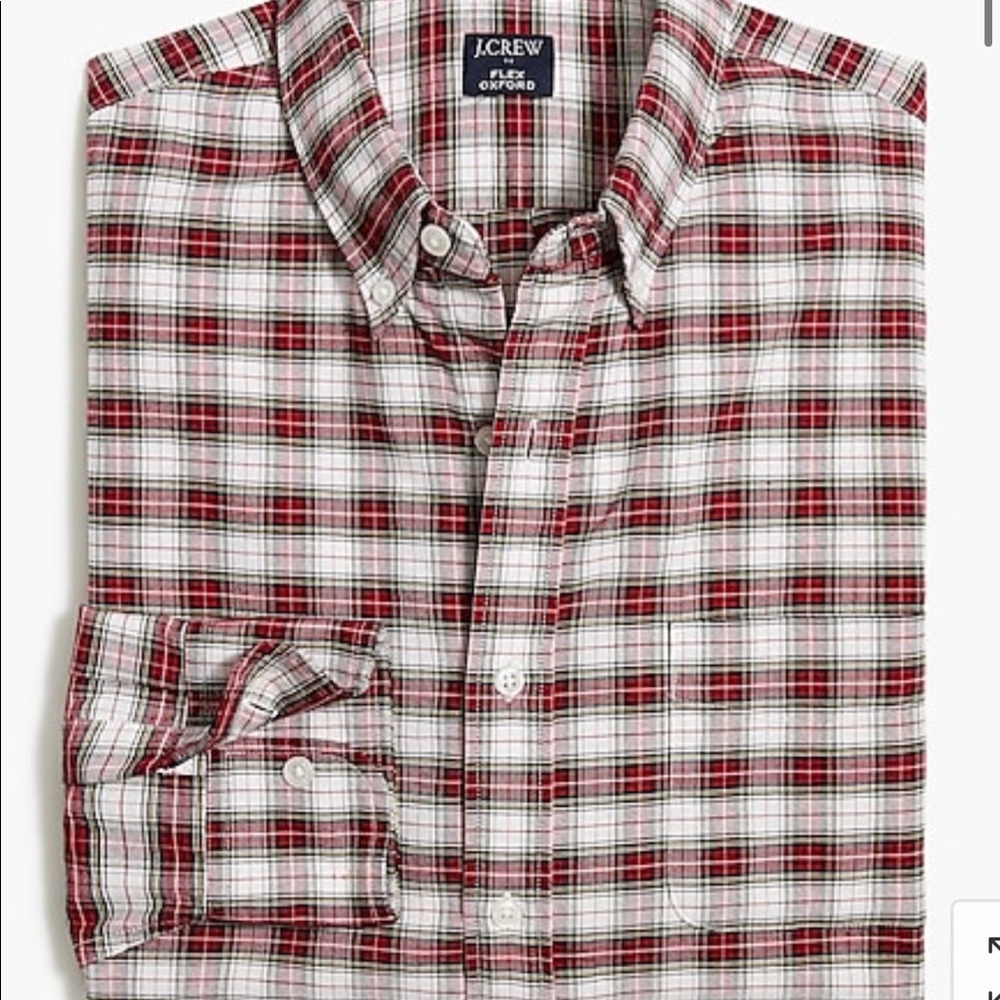 NEW! J. Crew Mens Slim Holiday tartan flex oxford shirt Large